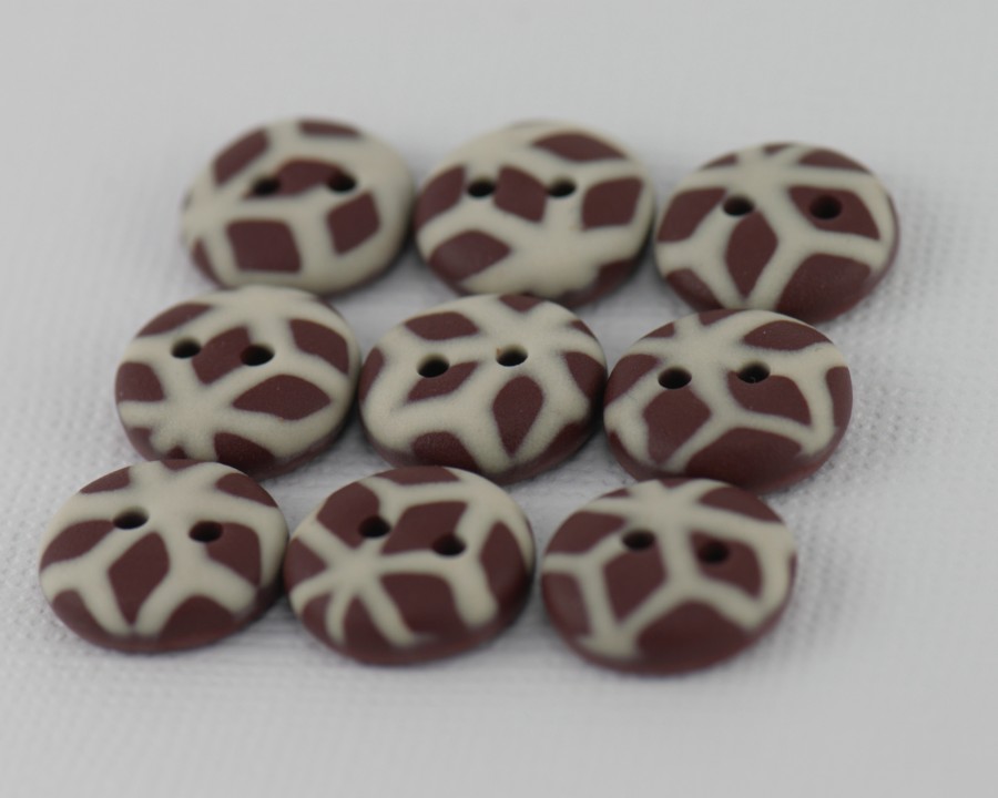 13 mm – 9 vnt. Pieniško ir balto šokolado spalvų raštuotos sagos (BT195)