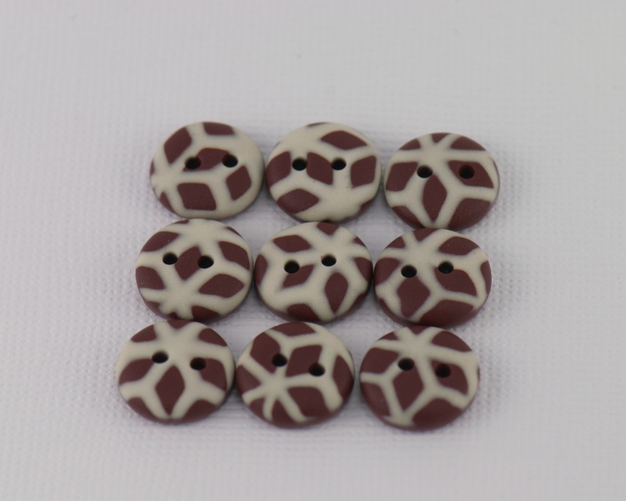 13 mm – 9 vnt. Pieniško ir balto šokolado spalvų raštuotos sagos (BT195)