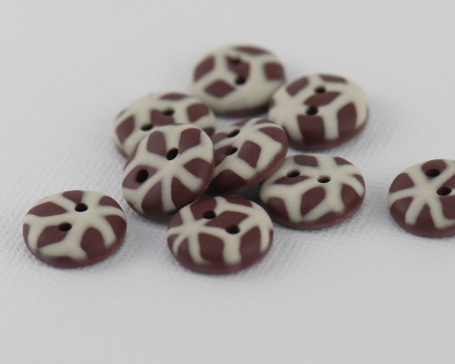 13 mm – 9 vnt. Pieniško ir balto šokolado spalvų raštuotos sagos (BT195)