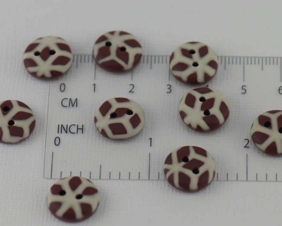 13 mm – 9 vnt. Pieniško ir balto šokolado spalvų raštuotos sagos (BT195)
