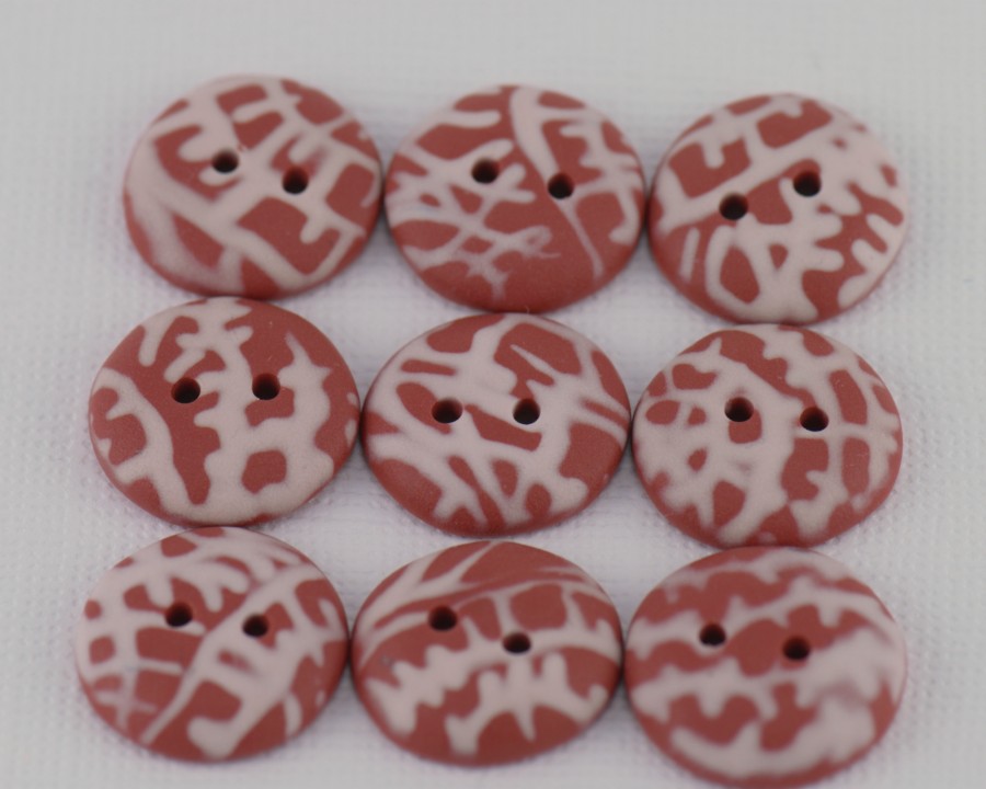 17 mm – 9 vnt. Plytų raudonos spalvos sagų rinkinys „Terracotta“ (BT201)
