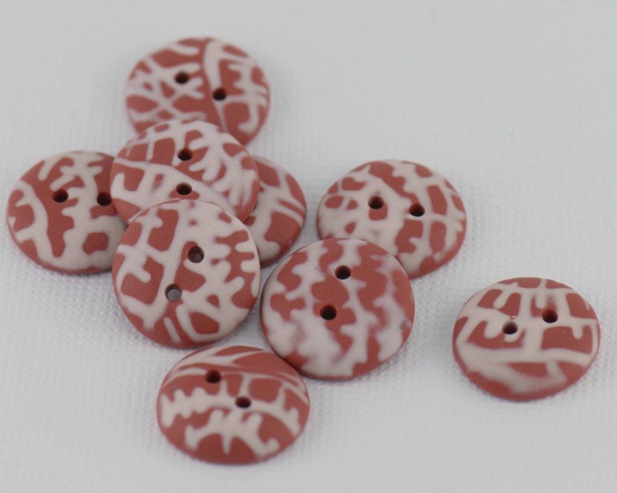 17 mm – 9 vnt. Plytų raudonos spalvos sagų rinkinys „Terracotta“ (BT201)